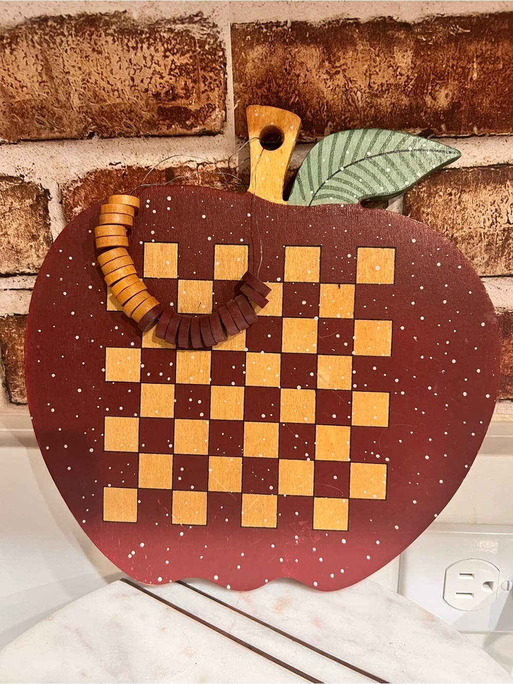 Handcrafted Red Apple Checkers Cutting Board